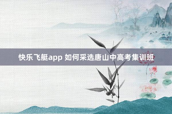 快乐飞艇app 如何采选唐山中高考集训班